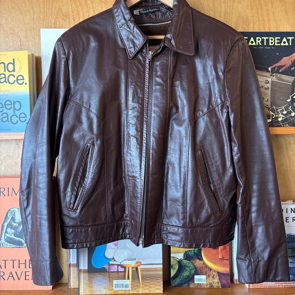 1970s Sears The Leather Shop Brown Leather Jacket